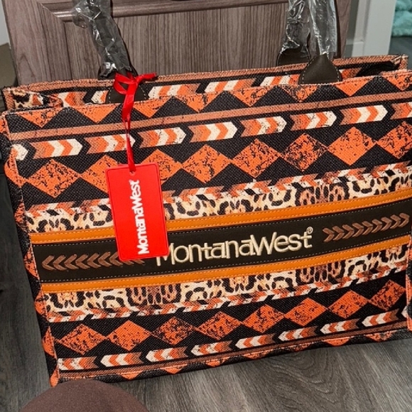 Montana West Handbags - Montana West Vibrant Orange and Brown Tote